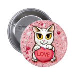 Lil Valentine White Cat Candy Heart Love Button buttons