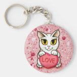 Lil Valentine White Cat Candy Heart Love Keychain keychains
