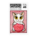 Lil Valentine White Cat Candy Heart Love Postage stamp