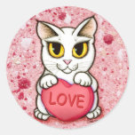 Lil Valentine White Cat Candy Heart Love Sticker stickers