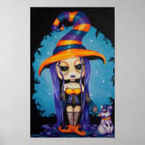 Lil Witch Adorable Fantasy Art Print posters