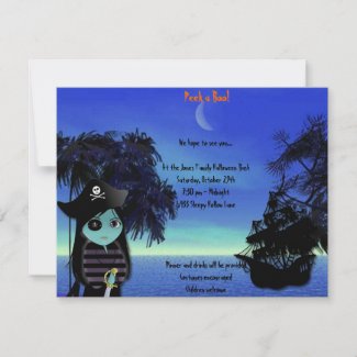 Lil' Witch the Pirate Halloween Party Invitation invitation