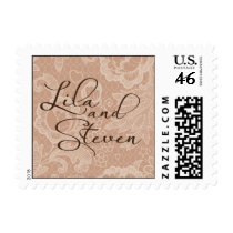 Lila and Steven monogram on lace stamps