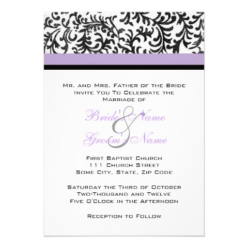Lilac and Black Wedding Invitation