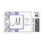 Lilac and Grey Floral Scroll Monogram Stamps stamp