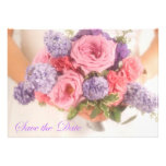 Lilac and Pink Bouquet Save The Date Announcement