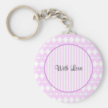 Lilac and white cute hearts key chains
