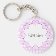 Lilac and white cute hearts key chains