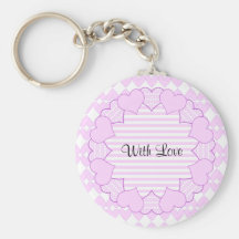 Lilac and white cute hearts key chains