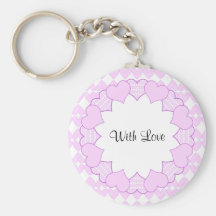 Lilac and white cute hearts keychain