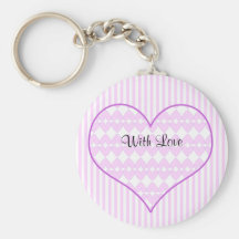 Lilac and white cute hearts keychain