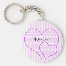 Lilac and white cute hearts keychain