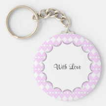 Lilac and white cute hearts keychain