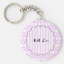 Lilac and white cute hearts keychains