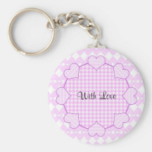 Lilac and white cute hearts keychains