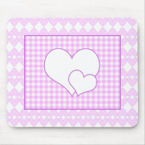 Lilac and white cute hearts mousepads