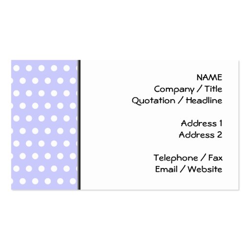 Lilac and White Polka Dot Pattern. Spotty. Business Cards