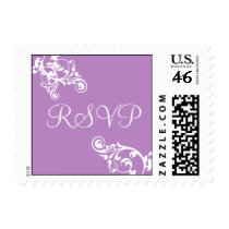 Lilac and White RSVP Flourish Postage postage