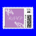 Lilac and White RSVP Flourish Postage postage