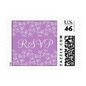 Lilac and White RSVP Spiral Swirls Postage postage
