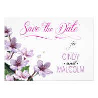 Lilac Branches Watercolor Save the Date Announcement
