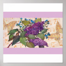 LILAC, BUTTERFLY COLLAGE POSTER