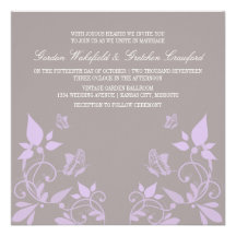 Lilac Butterfly Floral Wedding Invite
