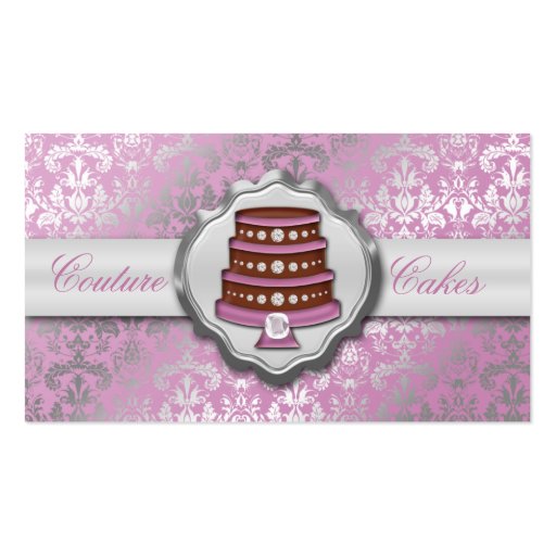 Lilac Cake Couture Glitzy Damask Cake Bakery Business Card Templates