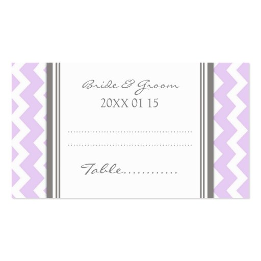 Lilac Chevron Wedding Table Place Setting Cards Business Card Templates (front side)