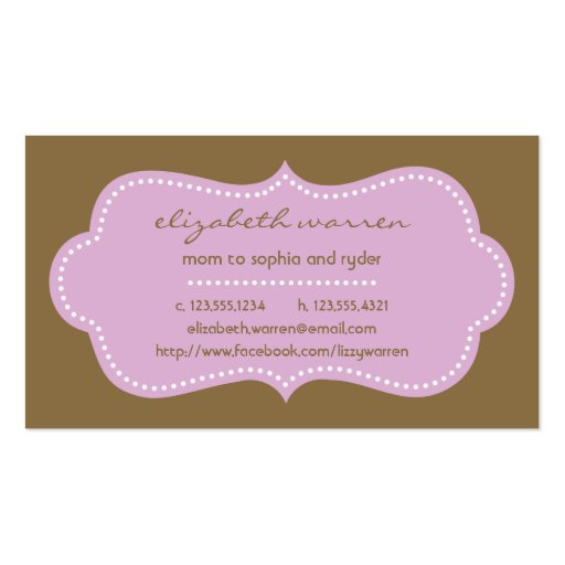 Lilac Chic Moderna Mommy Calling Card Business Cards (front side)