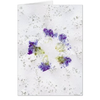 Lilac colored smashed flower design with divots card