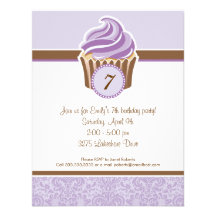 Lilac Cupcake Birthday Party Invitation