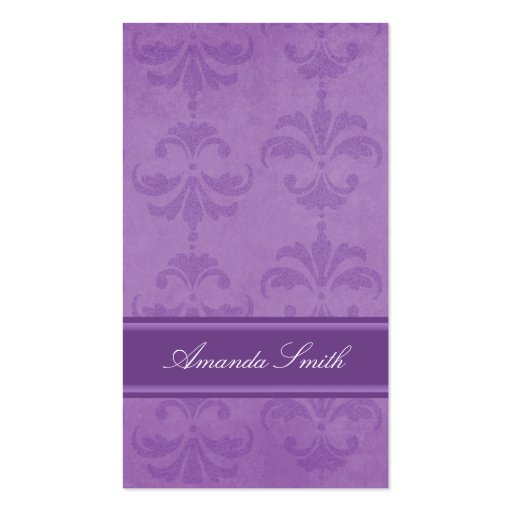Lilac Damask Business Card (front side)