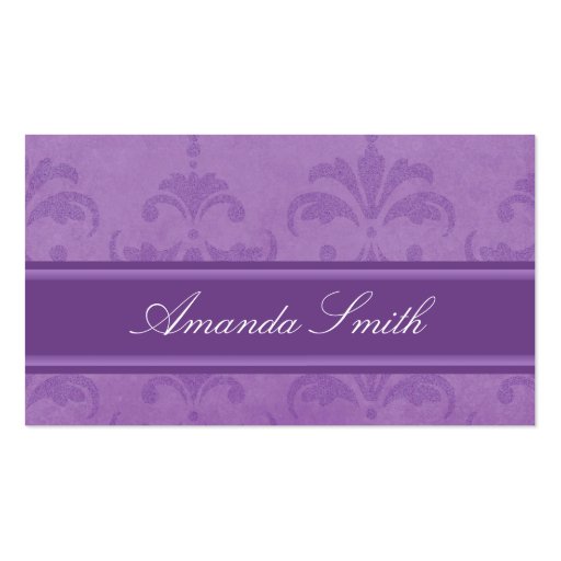 Lilac Damask Business Card Template (front side)