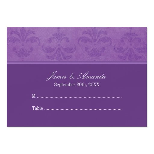 Lilac Damask Wedding Escort Business Card Template (front side)