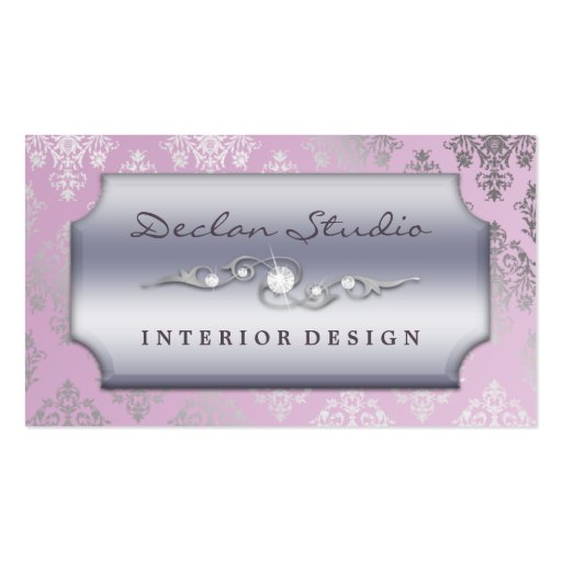 Lilac Dashing Damask Fashion/Interior Design Business Card Template