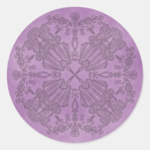 Lilac doodle design round sticker
