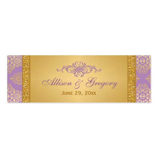 Lilac, FAUX Glitter, Damask Wedding Favor Tag Business Cards