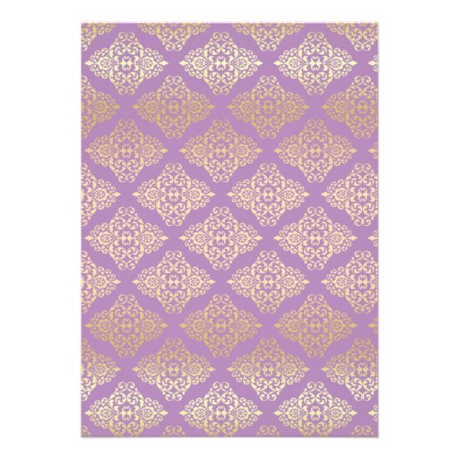 Lilac, FAUX Glitter, Damask Wedding Invitation
