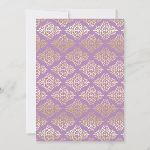 Lilac FAUX Glitter Damask Wedding Invitation Zazzle