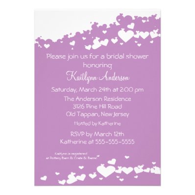 Lilac Field of Hearts Bridal Shower Invitation