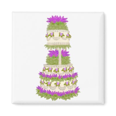 Lilac Floral Wedding Cake Magnet by CarolynMcFann