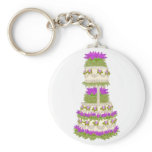 Lilac Floral Wedding Cake Magnet Key Chain
