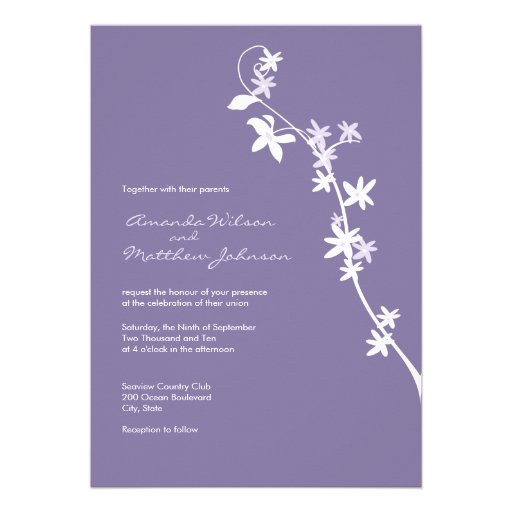 Lilac Floral Wedding Invitations