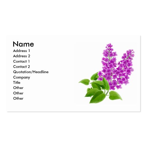 Lilac Flowers Profile Card Business Card Template (front side)