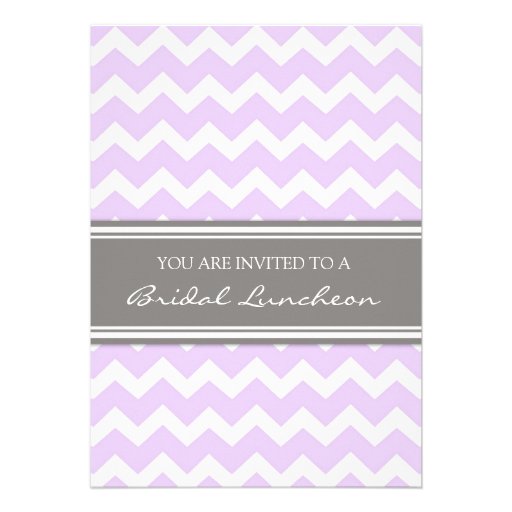 Lilac Gray Chevron Bridal Lunch Invitation Cards