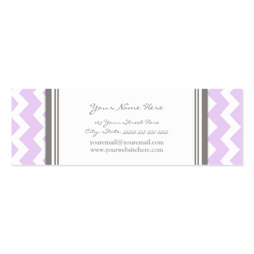 Lilac Gray Chevron Retro Business Cards (back side)
