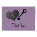 Lilac Heart Lock and Key Thank You Card