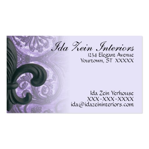 lilac "iron fleur de lis" Custom Business Cards