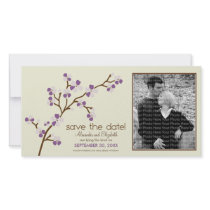 Lilac/Ivory Cherry Blossom Save the Date Photocard Picture Card